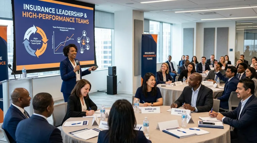 Insurance managers coaching and developing a high-performance team
