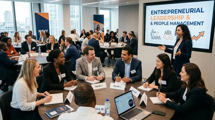 SME owner or manager coaching and leading a growing team